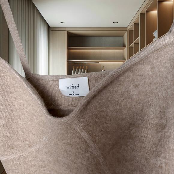 Women's Aritzia Wilfred Sicily Sweater (S Heather Gold Camel) - Picture 6 of 7